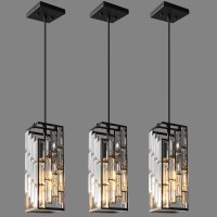 Fdpby Black Pendant Lighting Modern Pendant Light Mini Crystal Chandeliers Adjustable Pendant Light Fixture For Kitchen Island