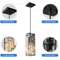 Fdpby Black Pendant Lighting Modern Pendant Light Mini Crystal Chandeliers Adjustable Pendant Light Fixture For Kitchen Island