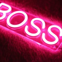 Sylhome Girl Boss Led Neon Light Sign Pink Usb Light Up Signs For Girls Bedroom Home Wall Sign Decor Female Office Dest Wall Sign Christmas Birthday Gifts 15.8