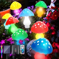 Eoako Mushroom Solar String Lights Outdoor - Rgb 11 Color Changing Mushroom Decor Waterproof String Light With Remote And Timer For Garden Patio Yard Pathway Backyard Christmas (11.5Ft, 8 Pcs