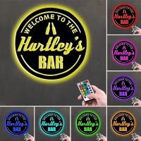 Sweetjeccu Custom Bar Neon Led Signs, Personalized Name Bar Sign, Bar Light Up Sign, Metal Name Sign, Family Wall Decor, Bar Decor, Bar Sign Light, Open Bar Led,Welcome Bar Sign(Style 6)