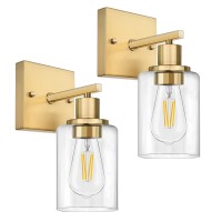 Wall Sconces Bathroom Light Fixtures Gold Plug In Wall Sconces Set Of 2 Wall Mounted Vanity Light With Clear Glass Shade Wall Sc