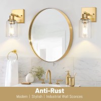 Wall Sconces Bathroom Light Fixtures Gold Plug In Wall Sconces Set Of 2 Wall Mounted Vanity Light With Clear Glass Shade Wall Sc