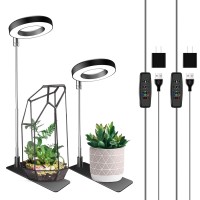 Wiaxulay Grow Lights For Indoor Plants, 48 Led Full Spectrum Plant Light For Indoor Plants, Height Adjustable Plant Grow Light With Base, 10 Brightness, 3/9/12Hrs Timer, Ideal For Small Plants,2 Packs