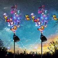 Solar Garden Lights Solar Outdoor Butterfly Lights Waterproof Decorative Butterfly Lights 2 Pack Diy String Lights Style For Outdoor Garden Pathway Lawn Decor (Colorful Butterfly Colorful Light)