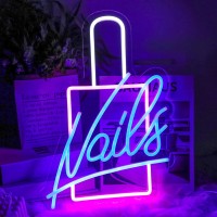 Cktbley Nails Neon Sign Led Neon Light Signs Nail Polish Light Up Signs For Wall Decor Colorful Acrylic Led Wall Sign Pink Neon