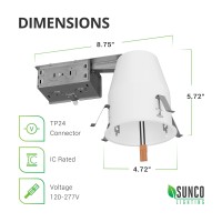 Sunco 24 Pack Can Lights For Ceiling 4 Inch Remodel Recessed Lighting Housing 120277V Tp24 Connector Included Air Tight Stee