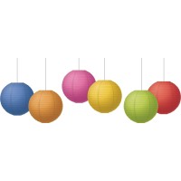 COLORFUL 8IN HANGING PAPER LANTERNS