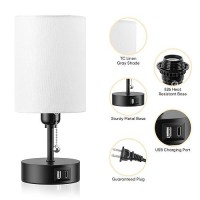 3 Color Temperature Bedside Table Lamps Set Of 2 Modern Small Lamp With Usb And Outlet Bedroom Lamp For Nightstand With Chain