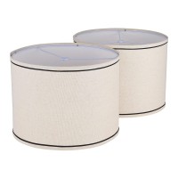 Ruiever Drum Lampshades Set Of 2 Natural Linen Lampshades 13X13 X 10 High Easy Assembly Replacement Fabric Lampshades Fo