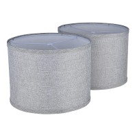 Ruiever Drum Lampshades Set Of 2 Natural Linen Lampshades 13 Top X 13 Bottom X 10 High Easy Assembly Replacement Fabric