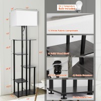 Lampanda 5 Tier Floor Lamp With Shelves, Black Standing Lamps For Living Room, Shelf Storage Lamp For Bedroom Corner Display, Height Ajustable With Led Dimmable Bulb Include