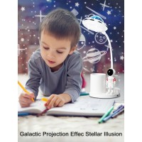 Astronaut Desk Lamp For Kids Star Space Projector Galaxy Night Light Eyecare Reading Small Desk Lamps With Pen Holder Spaceman