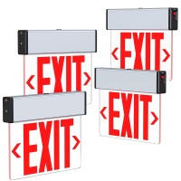 Led Edge Lit Exit Sign Aluminum Housing Ac 120347V Emergency Exit Light With Battery Backup Single Sided Acrylic Clear Panel Co