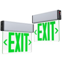 Led Edge Lit Exit Sign Aluminum Housing Ac 120347V Emergency Exit Light With Battery Backup Single Sided Acrylic Clear Panel Co