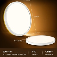 Roomratv Led Flush Mount Ceiling Light With Nightlight - 12