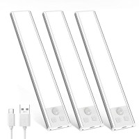 Under Cabinet Lights Motion Sensor Led Light, Usb-C Rechargeable Dimmable Wireless Magnetic Stick-Anywhere Night Light For Kitchen, Wardrobe, Closets, Cupboard, 3 Pack