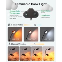 Edishine Book Light For Reading At Night In Bed Portable Clipon Lamp 3 Color Modes Stepless Dimmable Eye Care Led Usb Rech