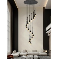 Ykolupty 120 Bubble Crystal Raindrop Chandeliers 16Lights Black Long Staircase Chandeliers Foyer High Ceiling Chandeliers Lof