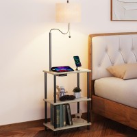 Weiters Floor Lamp With Table For Living Room End Table With Lamp Attached Usb Type-C Bedside Reading Table With Charging Station Small Nightstand Table Floor Lamp For Bedroom(Bulb Included)