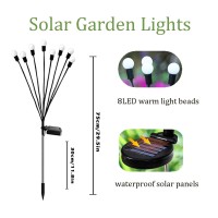 Lipifay Solar Garden Lights,Solar Lights For Outside Waterproof,8Led Firefly Lights Swaying Lovely Whimsy Decorations For Patio,Gutter,Potted Plant,Bush,Pathway(2 Pack)