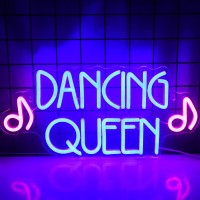 Dancing Queen Neon Sign Dance Led Sign Purple Neon Lights Dance Club Lights Up Sign Usb Powered Switch Neon Signs For Wall Decor