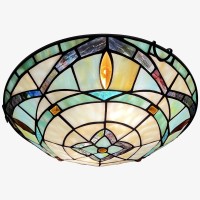 Artzone Tiffany Ceiling Lights, Stained Glass Ceiling Light 2-Lights 12 Inch Tiffany Flush Mount Ceiling Light For Bedroom Dining Living Room Entryway Foyer