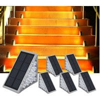 Zongxff Led Solar Stair Light Wireless Step Light Automatic Onoff Ip67 Waterproof Deck Light Warm White 6 Pieces Set All Night