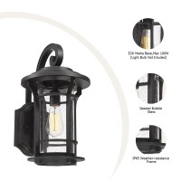 Luminzone Outdoor Exterior Wall Lantern Sconce Modern Farmhouse Wall Fixtures Lantern Porch Light Wall Mount Lighting Black Finish With Sended Glass For Outdoor Front Door, Garage, Patio