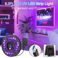 Ygstech 164Ft Uv Black Light Led Strip 3528 385Nm400Nm Usb Uv Light Strip Nonwaterproof Blacklight Strip With Battery Box