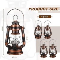 4 Pieces 8 Inch Vintage Led Hurricane Lantern 12 Warm Leds And Dimmer Switch Battery Operated Metal Lantern Decorative Hanging L