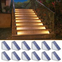 Niorsun Solar Step Lights, 12 Pack Outdoor Stair Lights Warm White Triangle Solar Deck Lights Ip67 Waterproof Auto On Off Decoration Lights For Stair Patio Yard, Driveway, Porch, Front Door, Sidewalk