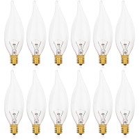 Haraqi 12 Pack 60W 120V Candelabra Base Ca10 B10 Ctc Candelabra Flame Tip Clear Decorative Dimmable Light Bulbs,Transparent Candle Light Bulbs For Chandeliers, Ceiling Fan Lights, Fireplace