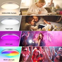 Xcofzob Rgb Led Flush Mount Ceiling Light With Remote Control 12 Inch 24W 3000K6500K Dimmable Color Changing Light Fixture Mo