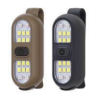 2 Pack Clip On Flashlights, Running Light For Runners Rechargeable Safety Lights For Walking At Night Hands Free Flashlight Portable Led Work Light Warning Flashing Camping Hiking Walking Dog Khaki