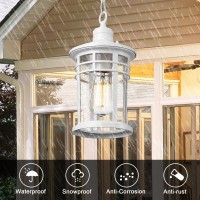 Darkaway Outdoor Pendant Lights For Porch Outdoor Chandelier Hanging Porch Lights Outdoor Ceiling Mount Aluminum With Seeded Gl