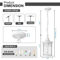 Darkaway Outdoor Pendant Lights For Porch Outdoor Chandelier Hanging Porch Lights Outdoor Ceiling Mount Aluminum With Seeded Gl