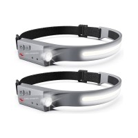 Headlamp Rechargeable 2Pcs, 230 Wide Beam Head Lamp Led With Motion Sensor For Adults - Waterproof Head Lights Flashlight For Forehead,Camping,Hiking, Running, Repairing, Fishing, Cycling