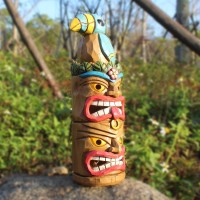 Eptuega Solar Tiki Statue,Outdoor Statues Tiki - Tiki Statue-Tiki Bar Decor-Tiki Decorations Outdoor Patio Tiki Decor For Tiki Bar, Patio, Balcony, Yard, Backyard,Lawn Ornament,12.32Inch Tall