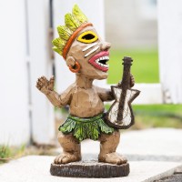 Eptuega Solar Tiki Statue,Outdoor Statues Tiki - Tiki Statue-Tiki Bar Decor-Tiki Decorations Outdoor Patio Tiki Decor For Tiki Bar, Patio, Balcony, Yard, Backyard,Lawn Ornament,10.78Inch Tall