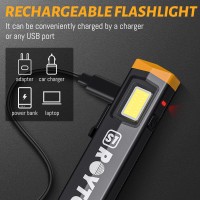 Roytoa Mini Flashlight Rechargeable Flashlights 300 Lumens Pocket Edc Flashlight With Magnetic Base Small Handheld Flashlight W