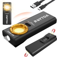 Roytoa Rechargeable Work Light 1200 Lumens Edc Slim Flat Flashlight With Magnetic Baseback Proximity Sensor Clip For Pocket S