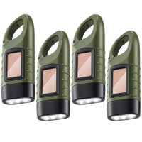 4 Pieces Hand Crank Solar Powered Flashlight Led Rechargeable Flashlight Survival Emergency Flashlights Hand Crank Lantern Snap