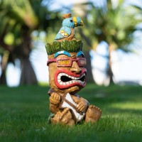 Eptuega Solar Lights Waterproof Outdoor Tiki Statue- Easter Garden Guitar Tiki Statues For Tiki Bar, Patio, Balcony, Yard, Backyard,Lawn Ornament,Auto On/Off & Long Working Hours,11.69 Inch Tall