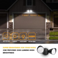 Ume 2Packs 2500 Lumen 32 Watt 28 Led Dualhead Floodlight Outdoor Full Metal Design Waterproof Exterior Security Wall Light 5