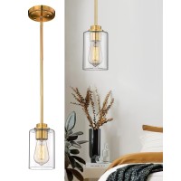 Audickic Pendant Lights Kitchen Island Farmhouse Gold Pendant Lighting With Clear Glass Shade Kitchen Pendant Lighting Over Is