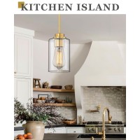 Audickic Pendant Lights Kitchen Island Farmhouse Gold Pendant Lighting With Clear Glass Shade Kitchen Pendant Lighting Over Is