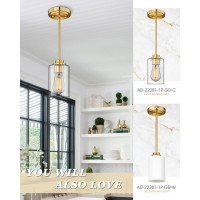 Audickic Pendant Lights Kitchen Island Farmhouse Gold Pendant Lighting With Clear Glass Shade Kitchen Pendant Lighting Over Is