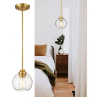 Audickic Pendant Lights Kitchen Island Modern Gold Pendant Light With Clear Glass Globe Shade Farmhouse Hanging Light Fixtures