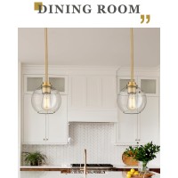 Audickic Pendant Lights Kitchen Island Modern Gold Pendant Light With Clear Glass Globe Shade Farmhouse Hanging Light Fixtures